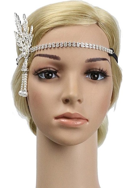 Vintage Rhinestone Kadın Kafa 1920'LERDE Büyük Başlıklar Gümüş(Yurt Dışından) indirimleri