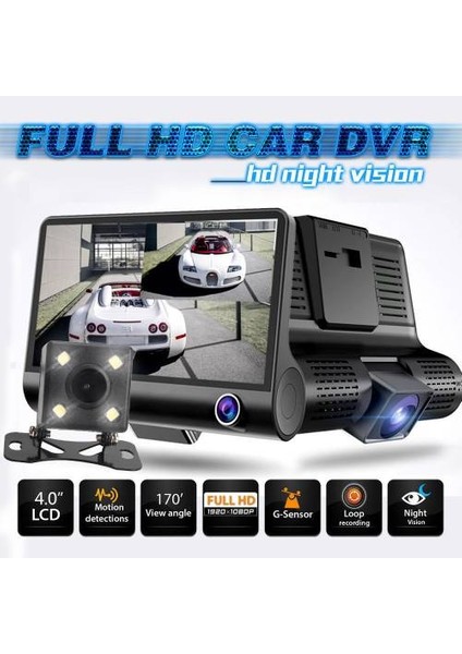 Full Hd 4"ekran 1080P 3 Kameralı Araç Içi Güvenlik Kamera fiyatları