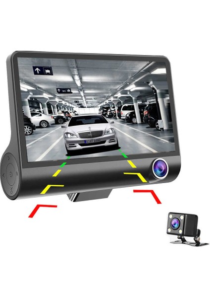 Full Hd 4"ekran 1080P 3 Kameralı Araç Içi Güvenlik Kamera fırsatları