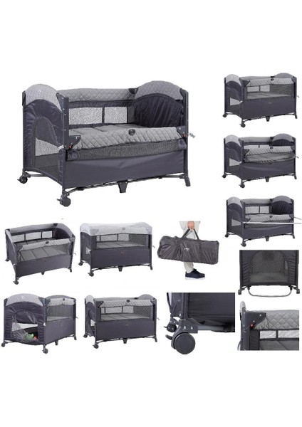 Miami Basic Anne Yanı Oyun Parkı Park Yatak 70X110 Gri+Yatak 8041 indirimleri