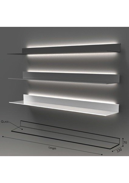 Arka Aydınlatmalı Raf 120 Cm-Siyah