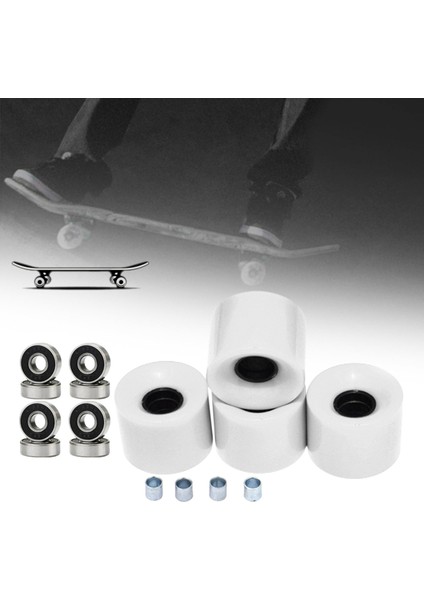 Longboard Kaykay Tekerlekleri 78A Rulmanlar ve Aralayıcılar Ile Beyaz Siyah Kapak