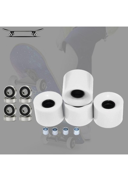 Longboard Kaykay Tekerlekleri 78A Rulmanlar ve Aralayıcılar Ile Beyaz Siyah Kapak
