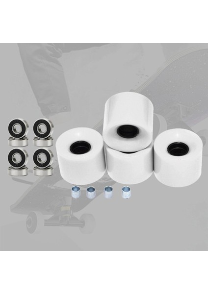 Longboard Kaykay Tekerlekleri 78A Rulmanlar ve Aralayıcılar Ile Beyaz Siyah Kapak