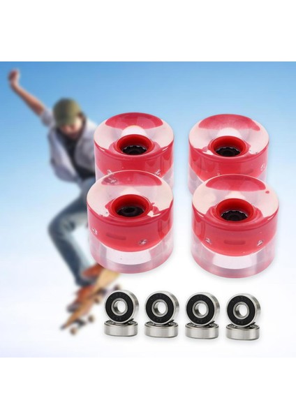 4 Pack Işık Up Kaykay Tekerlekleri 60X45MM Flaş Cruiser Tekerlek 78A Sertlik Kırmızı