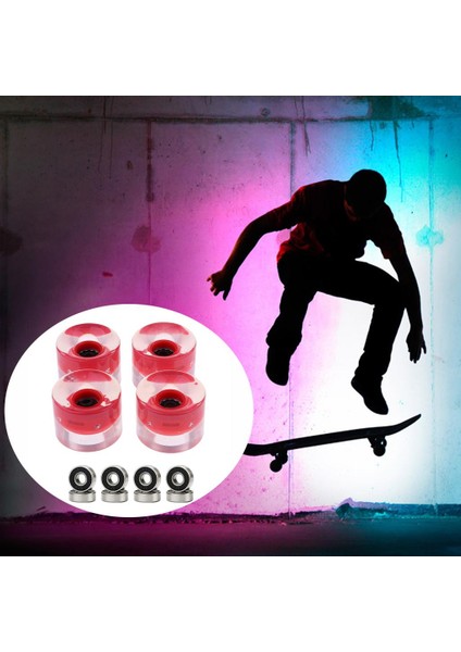4 Pack Işık Up Kaykay Tekerlekleri 60X45MM Flaş Cruiser Tekerlek 78A Sertlik Kırmızı