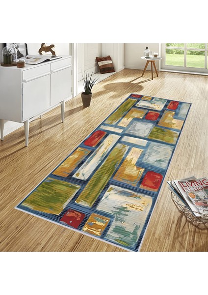 Dijital Baskı Yıkanabilir Kaymaz Taban Salon Halısı RVG1689