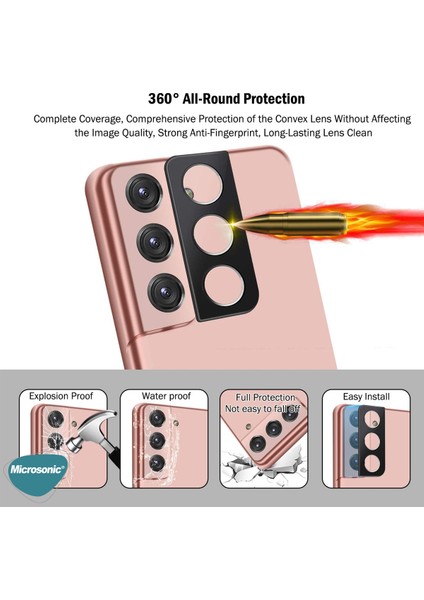 Samsung Galaxy S22 Kamera Lens Koruma Camı V2 Siyah