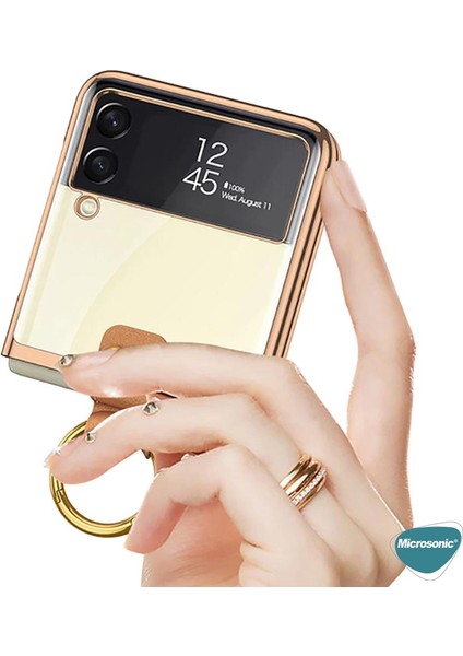 Samsung Galaxy Z Flip 3 Kılıf Ring Loft Clear Gold