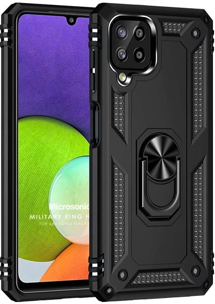 Samsung Galaxy M32 4g Kılıf Military Ring Holder Siyah