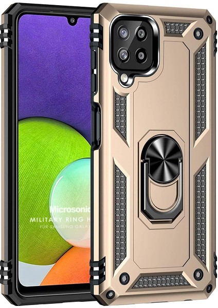 Samsung Galaxy A22 4g Kılıf Military Ring Holder Gold