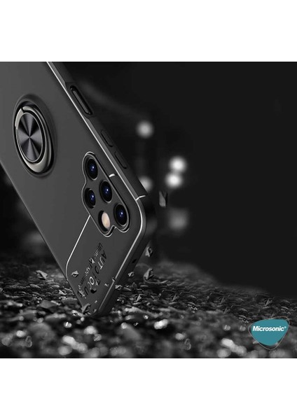 Samsung Galaxy A13 4g Kılıf Kickstand Ring Holder Siyah Rose fırsatları