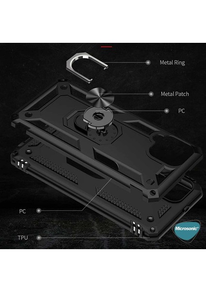 Samsung Galaxy M22 Kılıf Military Ring Holder Lacivert