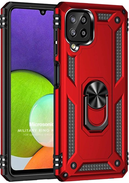 Samsung Galaxy A22 4g Kılıf Military Ring Holder Kırmızı