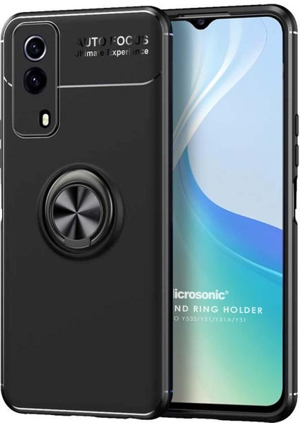 Vivo Y51 Kılıf Kickstand Ring Holder Siyah