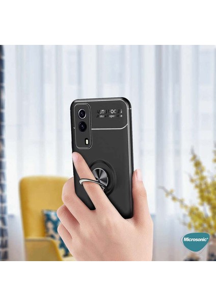 Vivo Y51 Kılıf Kickstand Ring Holder Siyah Rose modelleri