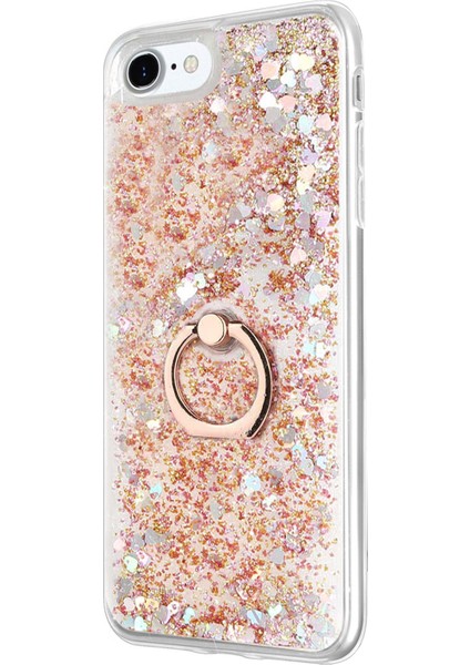 Apple iPhone Se 2022 Kılıf Glitter Liquid Holder Gold