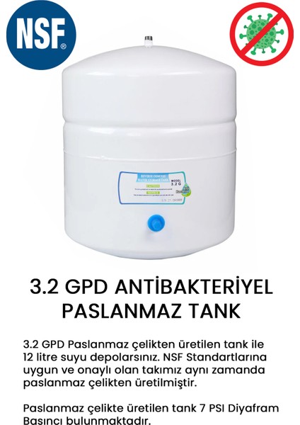 5 Aşamalı Mustang Su Arıtma Cihazı Kırmızı (Nsf Onaylı Tank ve Filtre + Anti Bakteriyel) + Tds ve 1 Yıllık Filtre Seti Hediyeli