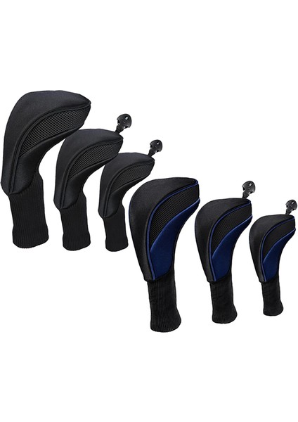 6 Parça 6 Pack Golf Ahşap Kafa Örtüsü Örgü Sürücü Headcover Woods Golfçü Bezi (Yurt Dışından)
