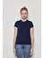 White And Simple Kadın Lacivert Basic Organik Pamuk T-Shirt 2