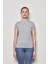 White And Simple Kadın Gri Basic Organik Pamuk T-Shirt 2