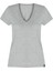 White And Simple Kadın Gri V Yaka Basic Organik Pamuk T-Shirt 3