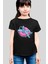 Havuzda Astronot Siyah Kısa Kollu Kız Çocuk T-Shirt 1