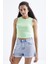 Fıstık Yeşil Basic Kolsuz O Yaka Kadın Crop Top Atlet - 97204 1