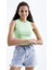 Fıstık Yeşil Basic Kolsuz O Yaka Kadın Crop Top Atlet - 97204 5