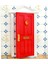 1:12 Dollhouse Minyatür Lüks Ahşap Kırmızı Dış Kapı 4 Anahtarı ile Panel (Yurt Dışından) 4
