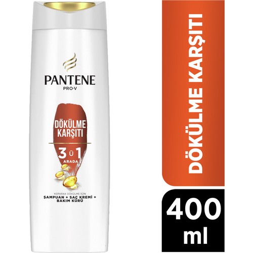 Pantene 3'ü 1 Arada Şampuan, Saç Bakım Kremi, Bakım Kürü Dökülme Karşıtı 400 ml