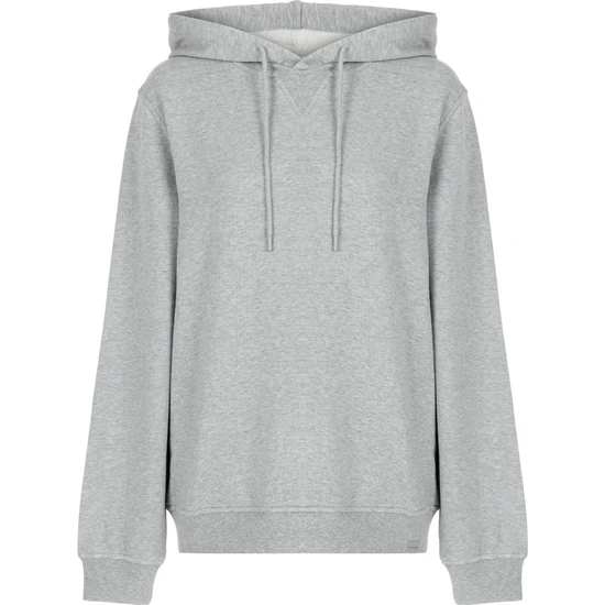 White&Simple Erkek Gri Pamuklu Unisex Kapüşonlu Sweatshirt Hoodie