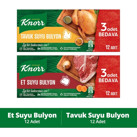 Knorr Et Suyu + Tavuk Suyu Tablet Bulyon 2'li Paket