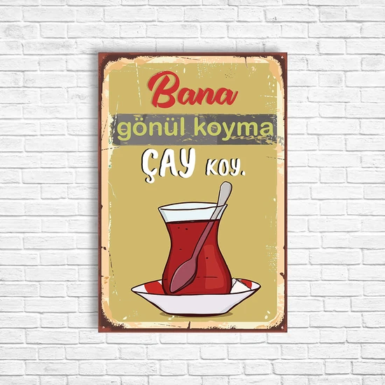 Trend Poster Çay Retro Ahşap Poster