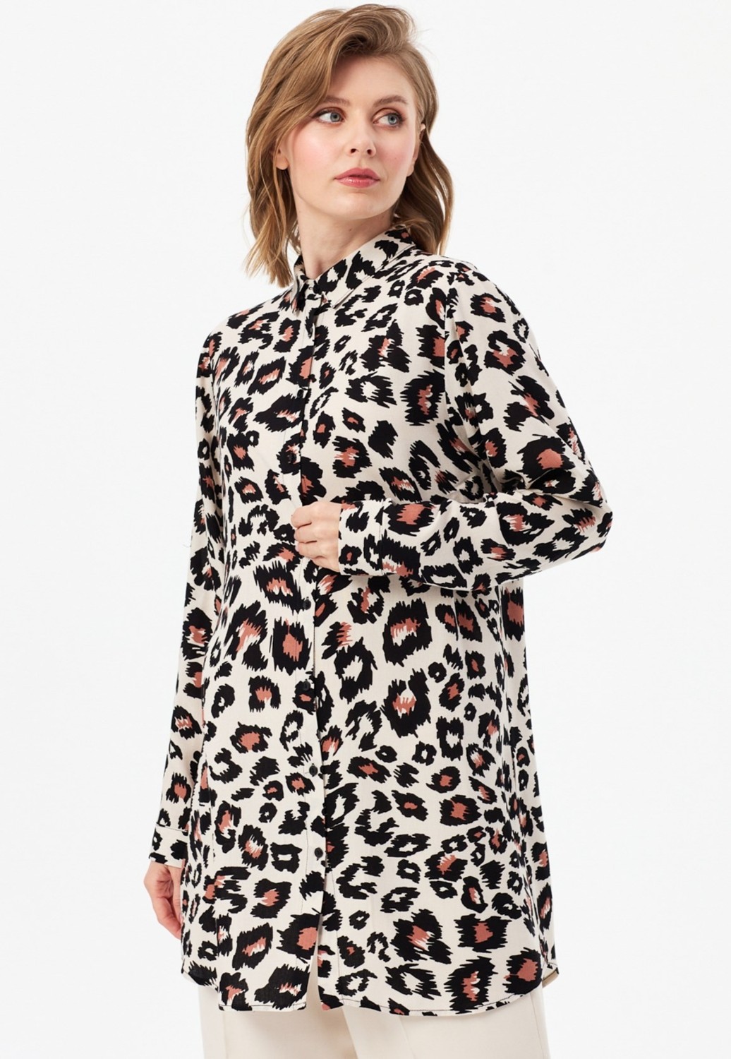 Esswaap Zebra Desen Tunik Ekru görsel 2