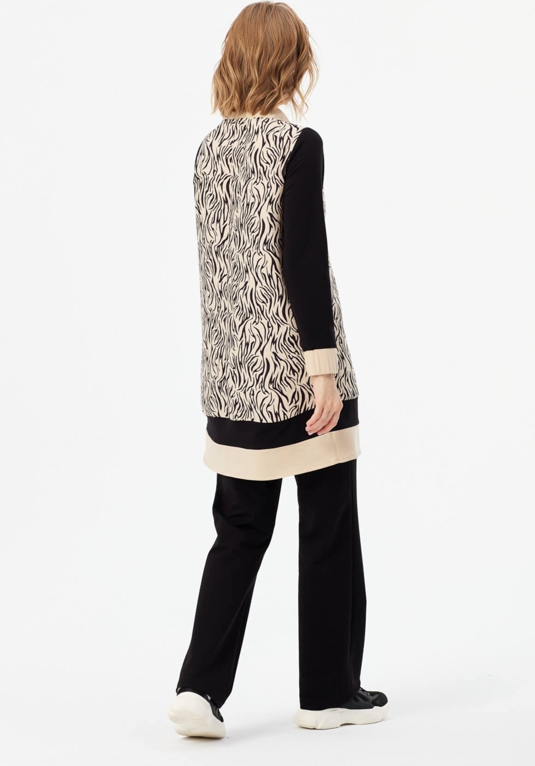 Esswaap Tiger Desenli Sweatshirt Bej görsel 5