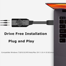 Prettiya USB Ses Kartı 7.1 Windows ve Mac Pc Pb Için Ses Kontrolü ile Kanal (Yurt Dışından)