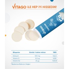 Vitago 2'li Paket Kalsiyum, D Vitamini, K2 Vitamini 20 Efervesan Tablet