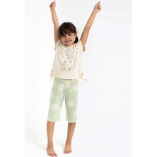 RolyPoly Kız Çocuk Kedi Baskılı Kapri Pijama Takımı