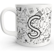 Rock'n Fox S Harfi Fizik Formül Tasarım Harfli Kupa Bardak