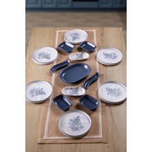 Keramika Buket'in Evi Blue Magic Yaprak Desenli 6 Kişilik 15 Parça Kahvaltı Takımı