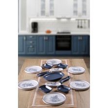 Keramika Buket'in Evi Blue Magic Yaprak Desenli 6 Kişilik 15 Parça Kahvaltı Takımı