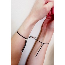 Siyah Ipli Mıknatıs Çift Sevgili Bilekliği Arkadaşlık Bilekliği