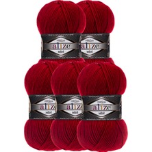 Superlana Midi 5 Adet Kırımızı Renk Örgü Ipi Renk Kodu: 56