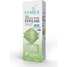 Famex N95 Ffp2 Koruyucu Maske Yeşil Renk 10 Adet Tekli Paket Fish Modeli