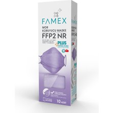 Famex N95 Ffp2 Koruyucu Maske Mor Renk 10 Adet Tekli Paket Fish Modeli