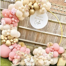 Trend Hediye Sepeti Krom Gold Makaron Pembe Deniz Kumu balon 50 Adet ve 5 M Balon Zinciri