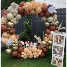 Trend Hediye Sepeti Krom Gold Yanık Turuncu Somon Deniz Kumu balon 50 Adet ve 5 M Balon Zinciri