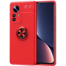 Case World Xiaomi Mi 12 Pro Kılıf Renkli Yüzüklü Manyetik Silikon Kapak Kırmızı - Kırmızı