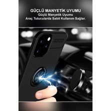 Case World Vivo Y53S 4g Kılıf Renkli Yüzüklü Manyetik Silikon Kapak Siyah - Kırmızı